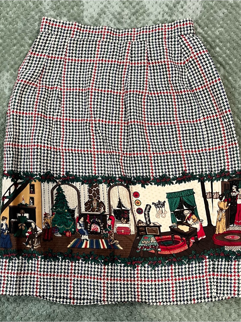 90s vintage Classic Houndstooth Holiday Print Pencil Skirt Sharon young size 6 - Picture 6 of 6